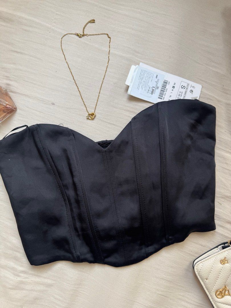 Zara satin corset crop top (Category: Others Tops) located in Manila. Submitted by reecha99736913 (Listing ID 1359881522, Image 2). Description: .