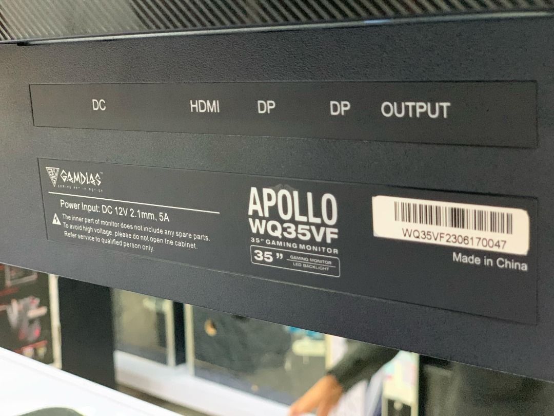 35INCH GAMDIAS APOLLO WQ35VF (Category: Monitor Screens) located in Cavite. Submitted by donaldfranco1989 (Listing ID 1360086068, Image 2). Description: ULTRAWIDE 180HZ 1ms 2K RESOLUTION .