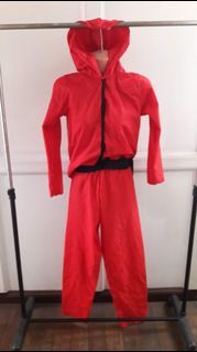 9-13 years old Kids 20 inches waistline preloved Squid Game Halloween costume cosplay red top and bottom