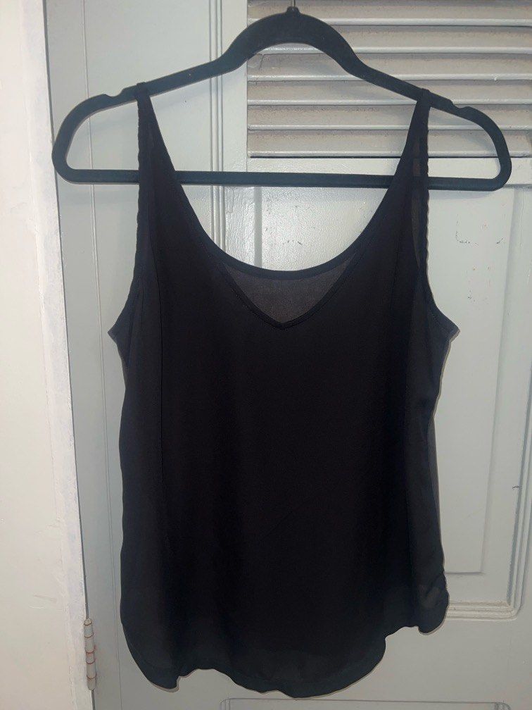 Black Suede/Sheer Sleeveless Top (Category: Sleeveless) located in Pasig City. Submitted by lbclosetcleanup (Listing ID 1360174794, Image 2). Description: Suede in front Sheer at the back Fits S-M.