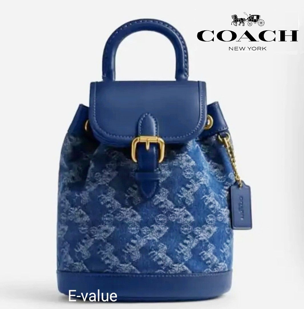 coach backpack blue and white Pace Our Signature Jacquard is made with a blend of 46% recycled polyester and 54% regenerative cotton sourced from farms that use regenerative agricultural practicesthose that help to maintain and rejuvenate land increase biological diversity and soil health and could lead to increased carbon absorption Coach Original Blue With White