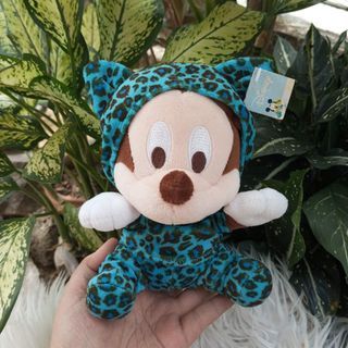 DISNEY Baby Mickey Mouse in Blue Leopard Outfit 7 inches Original Japan Plush Toy