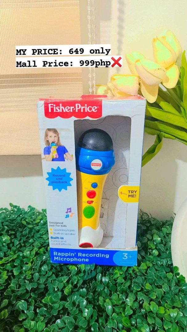 Fisherprice Rappin Recording Microphone (Category: Microphones) located in Quezon City. Submitted by mhoniqvela04 (Listing ID 1360125369, Image 1). Description: Guaranteed Original💯 Brandnew/Mall pullout✅ Cheaper than Mall Price✅ 100% Working✅ With free batteries✅ Complete Set✅ Actual pic posted✅ Message me for more details✅.