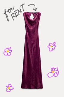 FOR RENT: Zara Satin cowl neck purple dress / purple wedding guest dress / long dress / backless/ violet garden formal dress
