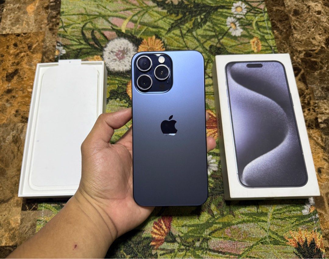 iPhone 15 Pro Max 256GB (Category: iPhone 15 Series) located in San Juan City. Submitted by hakobzone (Listing ID 1360161257, Image 1). Description: iPhone 15 pro max for sale or swap! 45k selling fixed! Details: Unit is in good condition 256gb Ntc approved No issue smooth. Openline(anysim) 87 percent bh Package: Unit, and box(same imei).