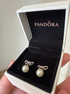 Pandora Bow Pearl Earrings