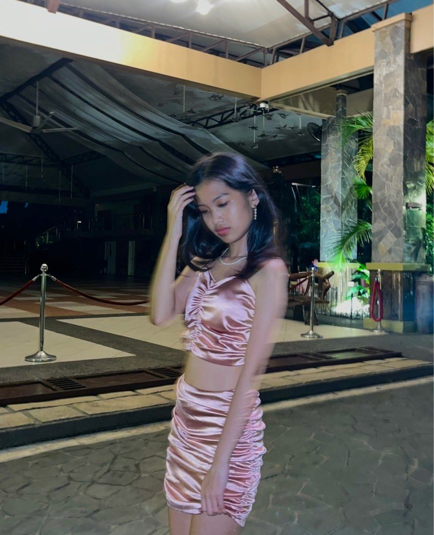 pink silk coordinates (Category: Sets or Coordinates) located in Caloocan City. Submitted by daintyyellow (Listing ID 1360197585, Image 2). Description: used once for party xs-s.