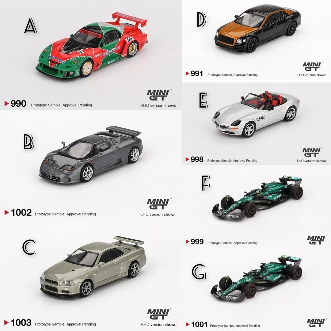 Preorders 1/64 Mini GT Aston Martin AMR24 F1 Bugatti EB110 Mazda RX7 ...