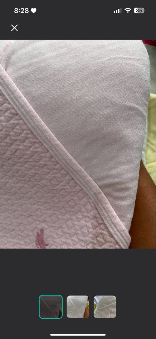 Receiving blanket 3 pcs (Category: Changing Mats & Accessories) located in Cabuyao City. Submitted by yhaniesgph (Listing ID 1356190872, Image 2). Description: Preloved. 3 pcs po. Color yellow, pink and white. Still in good condition. Payment first Buyer to shoulder SF Cabuyao Laguna loc.