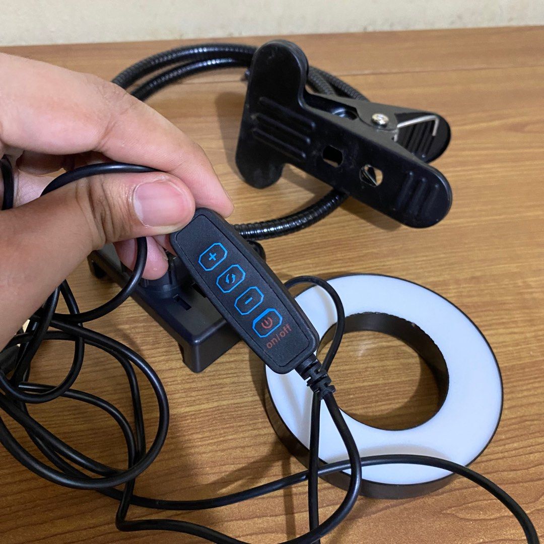 RING LIGHT WITH PHONE HOLDER PERFECT FOR LIVE STREAM (Category: Lighting & Studio Equipment) located in Quezon City. Submitted by xtian.store (Listing ID 1360115952, Image 3). Description: Professional Live Stream Phone Holder with Ring Light LED Quantity: 24 Power: 12W Power Supply: USB 5V Cord Length: 49inch 2-in-1 Function- New design combines the phone holder and selfie ring light together. Perfect extra light for makeup, selfie, video call, 