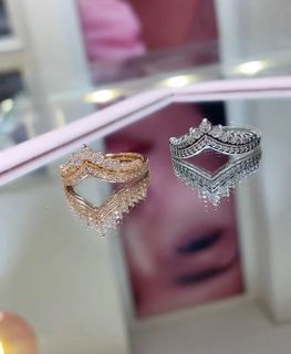 🎀SALE! PANDORA PRINCESSES WISHBONE RING. SILVER/ROSEGOLD