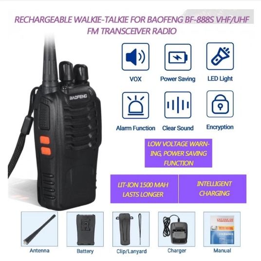 Baofeng BF-888S Walkie Talkie With Earphones | 5KM Long Range (Category: Walkie-Talkie) located in Singapore. Submitted by techhorizon (Listing ID 1360047155, Image 3). Description: ✅ SG Local Seller – Ready Stock! ✅ 100% Brand New & High Quality 💯 ✅ Ships Within 24 Hours! 🚀 ✅ Receive Your Order in Just 1-3 Days! 📦 ✅ 1-Month Warranty – 100% Service Guarantee! 📌 Press "Buy Now" to get it in 1-2 working days! 📌 Press "Chat Now" for inquiries! 