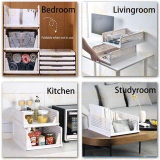 Stackable Clothes Organizer Foldable Closet Drawer Plastic Wardrobe Storage Box Bins