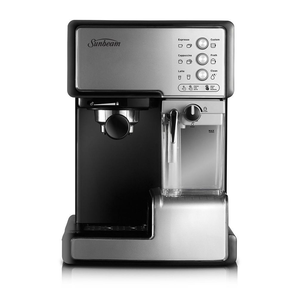 SUNBEAM EM5000K Barista Coffee Machine (Category: Coffee Machines & Makers) located in San Fernando. Submitted by trigo91 (Listing ID 1360047387, Image 3). Description: SUNBEAM EM5000 Coffee Maker. From Australia. Can be used here but need a plug adaptor. Well used. More product info and specs here: https://www.sunbeam.com.au/kitchen-and-home/coffee/espresso-coffee-machines/cafe-barista?colour=black Item is in San Fernando Pampanga. Buyer to arra