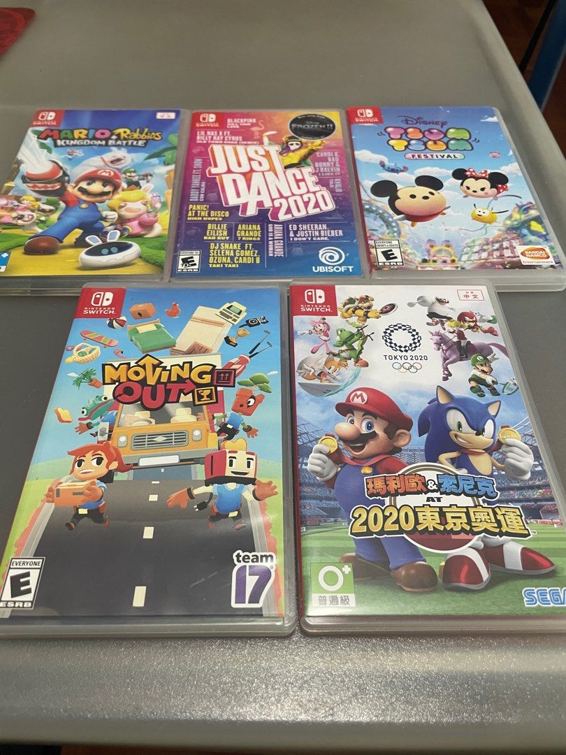 Switch games （分類：Nintendo 任天堂）位於 Hong Kong。 由 wks16547 提交（商品編號 1360047148，圖片 1）。簡介： 東京奧運$200 Just Dance 2020 $150 Mario rabbit $180 Moving out $150 Tsum tsum festival $130 東鐵綫或馬鞍山交收 $780全走 （可小議） 。