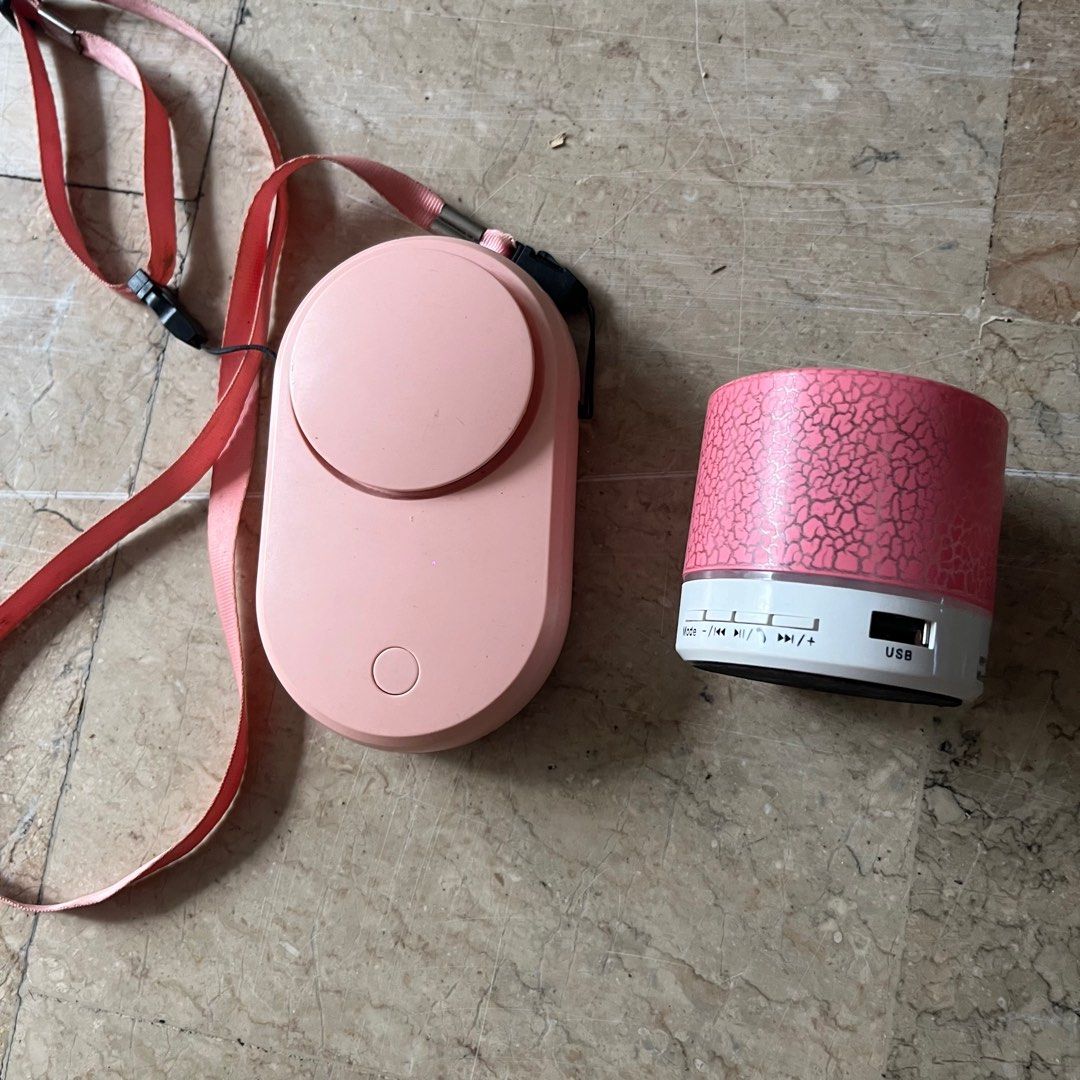 TAKE ALL Pink Neck Fan & Speaker (Category: Soundbars, Speakers & Amplifiers) located in Cebu City. Submitted by twaysew (Listing ID 1360106280, Image 2). Description: both working, will send video of both before shipping/delivery.