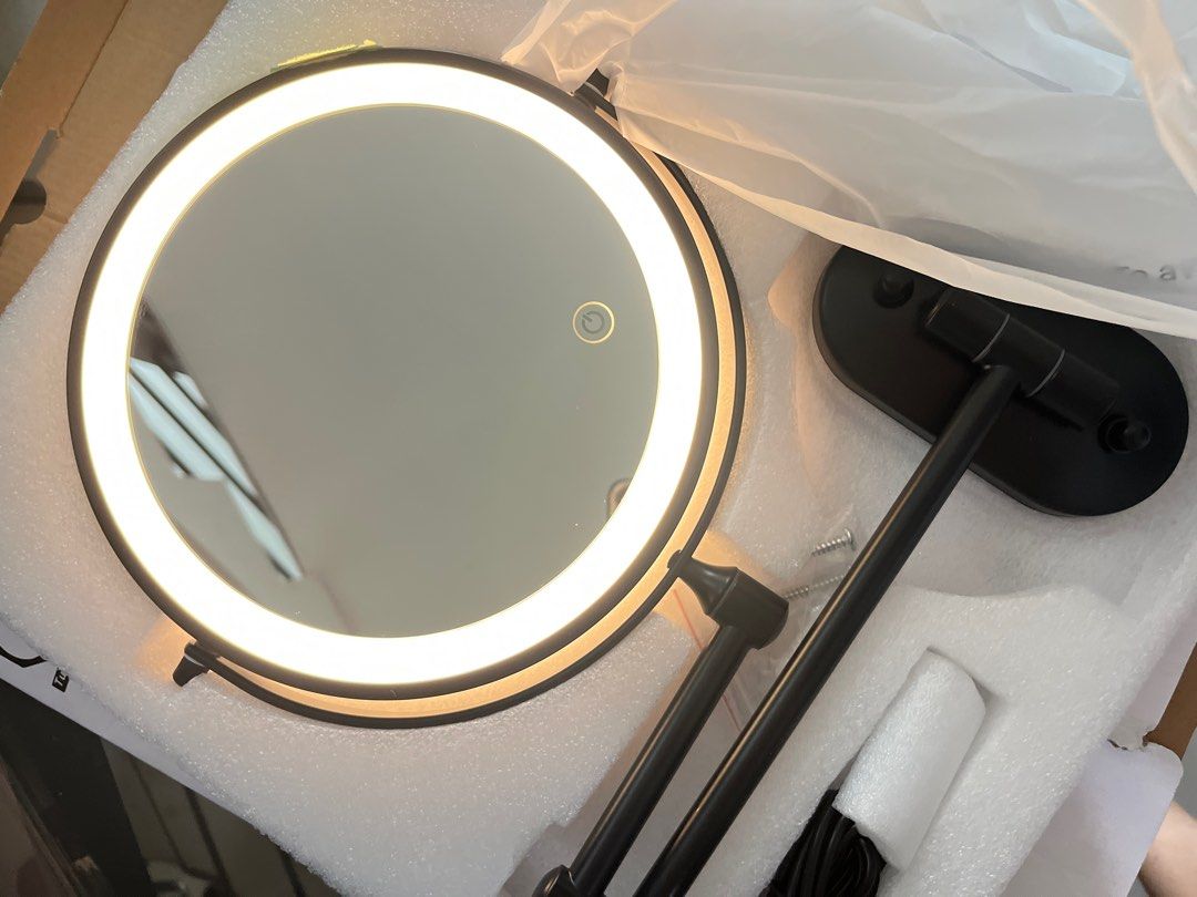 Vanity mirror with lights wall mounted (Category: Lighting) located in Antipolo. Submitted by jvcnkl (Listing ID 1360130161, Image 3). Description: Brand new vanity mirror with 1 flat and 1 magnifying mirrors with light. Size: 8 inches Number of mirrors: Flat mirror x1, and magnifying mirror x1 Power supply mode: Type①：Lithium-ION (rechargeable battery)，USB charging Type②：Uses 4 AAA batteries（not included） Frame Material: Metal Use place: ①bedroo