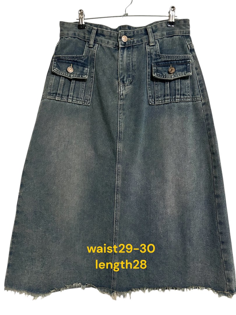 Womens Solid-Color High-Waist Vintage Denim Skirt main image 1