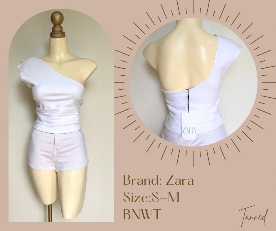 Zara White one sided top, Women's Fashion, Tops, Blouses on Carousell