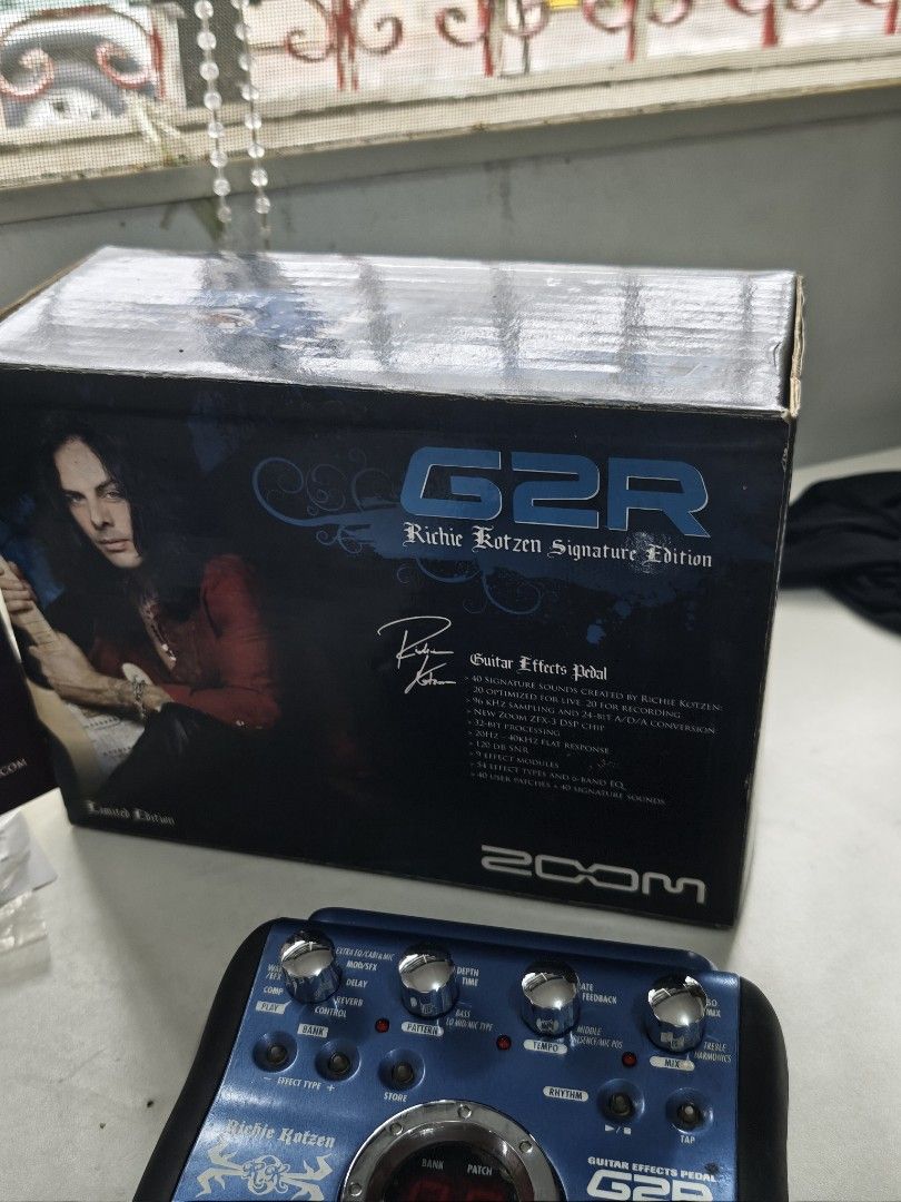 Zoom G2R Ritchie Kotzen Limited Edition (Category: Musical Instruments) located in Marikina City. Submitted by hellfoot (Listing ID 1360053447, Image 3). Description: Zoom G2R Ritchie Kotzen Limited Edition 11500 Complete set Pristine Condition -Box -Manuals -Ritchie Kotzen Poster -Ritchie Kotzen Sticker -G2R Pedal not included: -Adatper (+100 if included) Pickup or Lalamove Nangka Marikina Location.