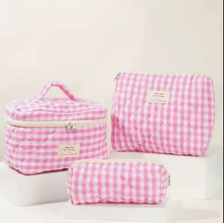 1 pc Cute Quilted Cotton Makeup Bag Women Zipper Cosmetic Organizer Cloth Handbag Box Shape Portable Toiletry Case for Girls