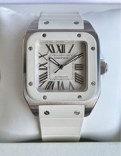 2008 Cartier Santos 100 Medium White Rubber Ref. W20122U2