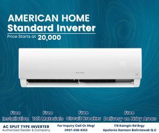 AMERICAN HOME STANDARD INVERTER SPLIT TYPE AIRCON BRANDNEW SEALED UNITS W/WARRANTY