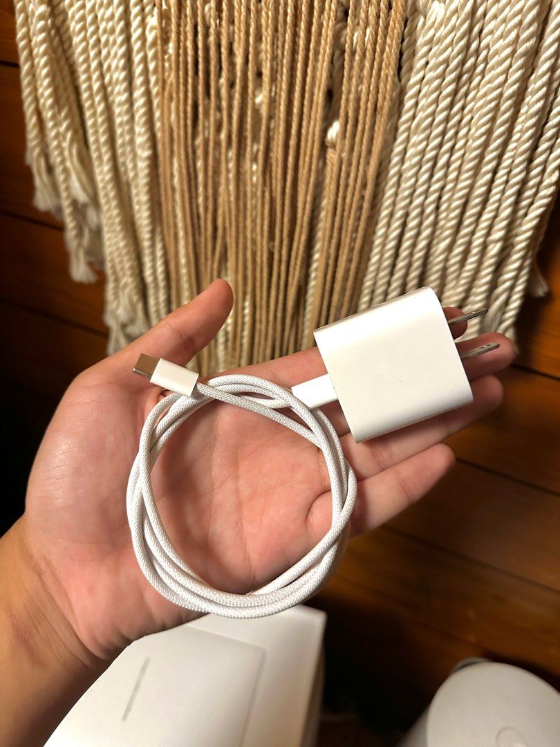 Apple Type C to Type C Braided Cord and Adaptor (Category: Chargers & Cables) located in Dasmarinas. Submitted by smsebtian (Listing ID 1360310919, Image 2). Description: Type C Braided Cord and Adaptor. Unused, extra charger. P450 each, P850 for both..