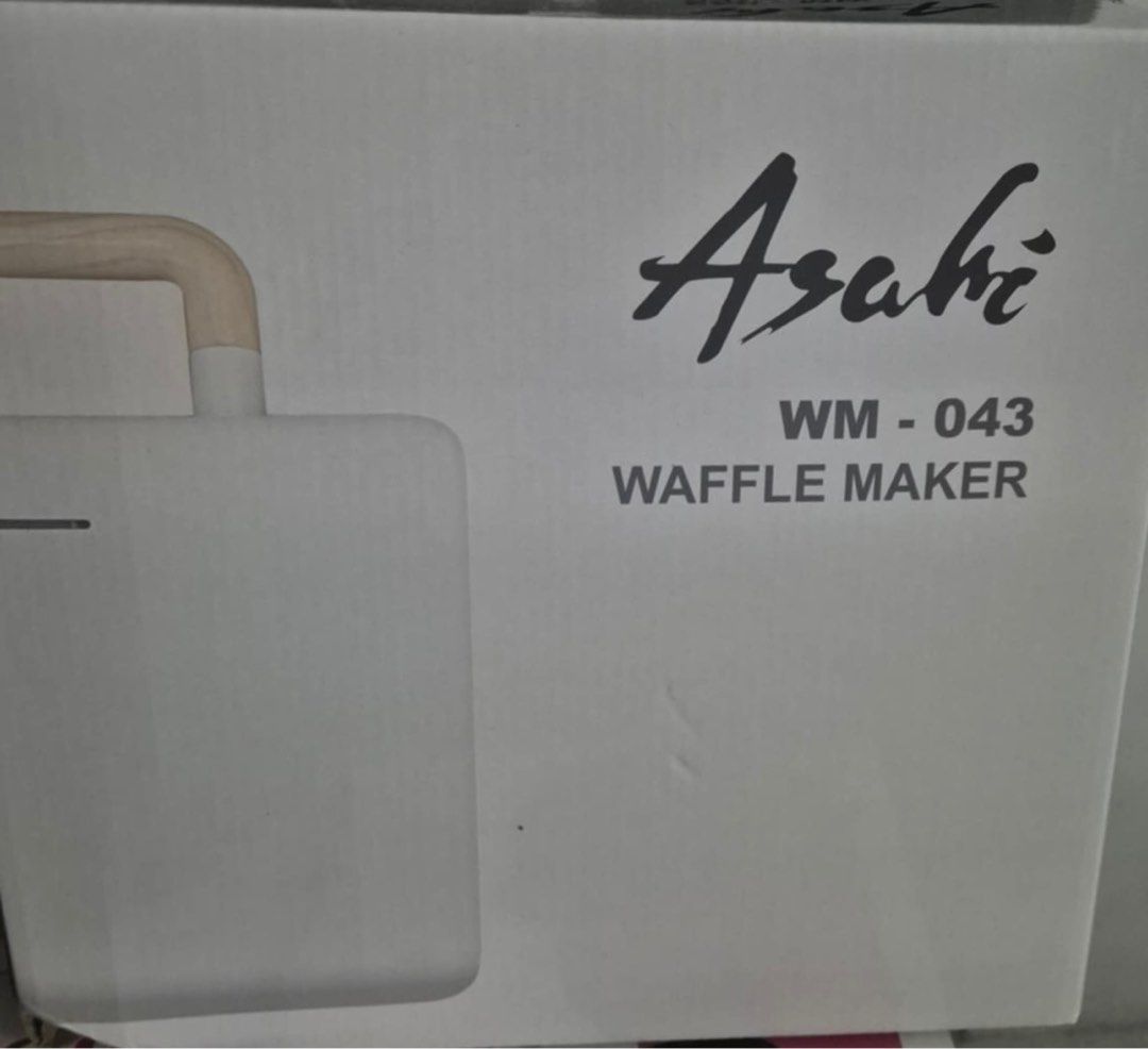 Asahi Waffle Maker WM -043 (Category: Cookware & Accessories) located in Paranaque City. Submitted by homebox.com (Listing ID 1360367653, Image 1). Description: PROMO UNTIL MAY 2026- BUY 1 and get 2nd item with a lower amount in the items for sale at 30%off. Description 2-in-1 Waffle and Panini Maker 2 X 4″ (100 x 100) waffle capacity 800W With light indicator Non-stick coated plates Elegant wooden design Interchangeable plates (waffle and panini
