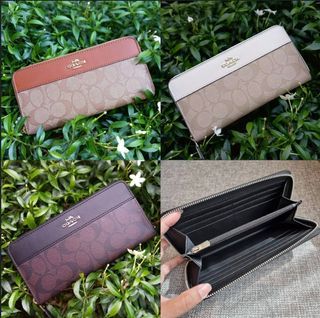 Coach F76873 Accordion Zip Wallet in Signature Coated Canvas &  Smooth Leather - Ladies Wallet