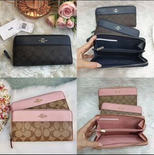 Coach Ladies Wallet - F76873 Accordion Zip Wallet in Signature Coated Canvas & Smooth Leather