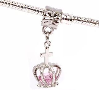 日本銀色粉紅色皇冠頸鏈crown pink faux crystal necklace64245520573187110