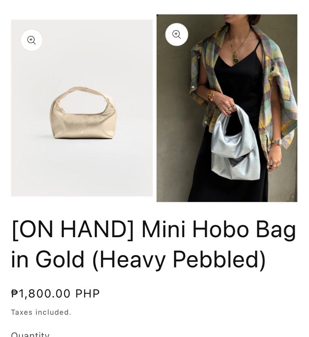 GVN Hobo bag small gold (Category: Clutches) located in Cebu City. Submitted by chrissydecluters (Listing ID 1360261332, Image 2). Description: Bought from pop-up bazaar so no more box and dust bag..