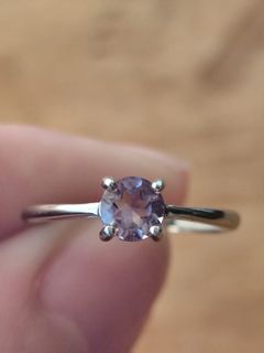 High Quality 1 carat Simple Dainty Natural Brazilian Amethyst Silver S925 Ring