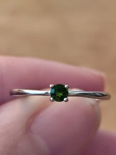 High Quality Half carat Simple Dainty Natural Colombian Emerald Silver S925 Ring