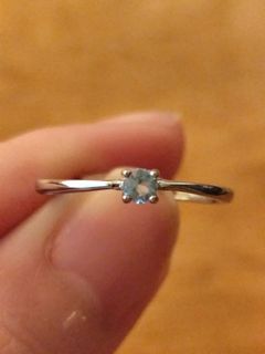 High Quality Half carat Simple Dainty Natural African Aquamarine Silver S925 Ring