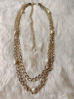 🇯🇵Layered Faux Pearl Decor Chain Necklace -Fashion
