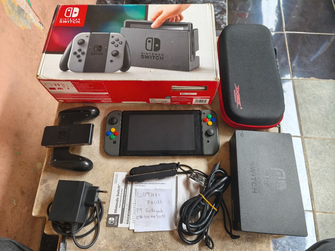 Nintendo Switch v1 CFW Atmos Grey Fullset 128GB 06, Video Game, Konsol ...