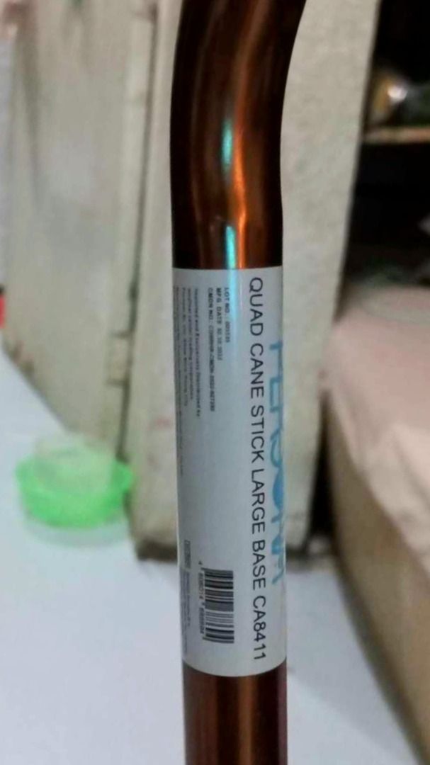 Quad Cane Walking Stick (Large Base, Tungkod, Cane, Stick) (Category: Rehabilitative Devices) located in Pasay City. Submitted by sheena.s_atelier (Listing ID 1360297956, Image 3). Description: OP: 3000 SP: 1500 Only used for 4 times. Naka-stock nalang po sa bahay since di na po nagagamit. Can lower the price if immediate get..