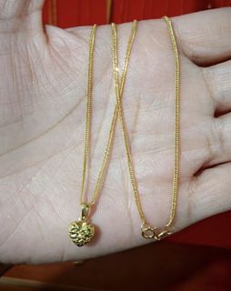 Real Gold Heart Pendant Necklace 18’