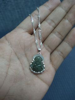 Silver Jade Buddha Necklace