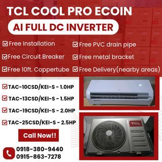 TCL AI FULL DC INVERTER SPLIT TYPE AIRCON