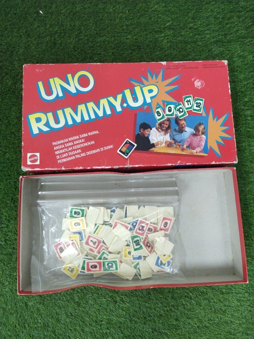 Vintage 1993 Mattel UNO Rummy Up Tile Board Game Bahasa Melayu Edition ...