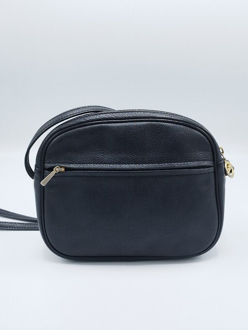 Vintage Longchamp Crossbody bag (Category: Luxury Bags & Wallets) located in Quezon City. Submitted by redragtag (Listing ID 1360298861, Image 2). Description: Authentic, vintage Longchamp bag Made in France Black textured leather with gold-tone hardware. Features a front flap pocket withe snap button closure, zipper top closure for the main compartment, leather lining with 1 big open pocket, exterior zipper pocket on the back. Measurements: Heig