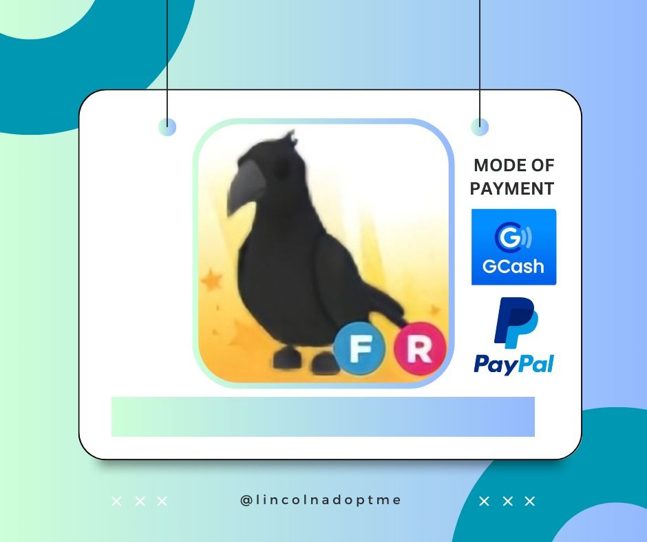 ADOPT ME | FLY RIDE FR CROW | ROBLOX (Category: In-Game Products) located in Manila. Submitted by lincolnadoptme (Listing ID 1360495757, Image 1). Description: STRICTLY PAYMENT FIRST. WILLING TO MEET IN GAME. NO RESERVATION. OPEN FOR PRE-ORDERS MODE OF PAYMENT: GCASH/BANK TRANSFER/PAYPAL.
