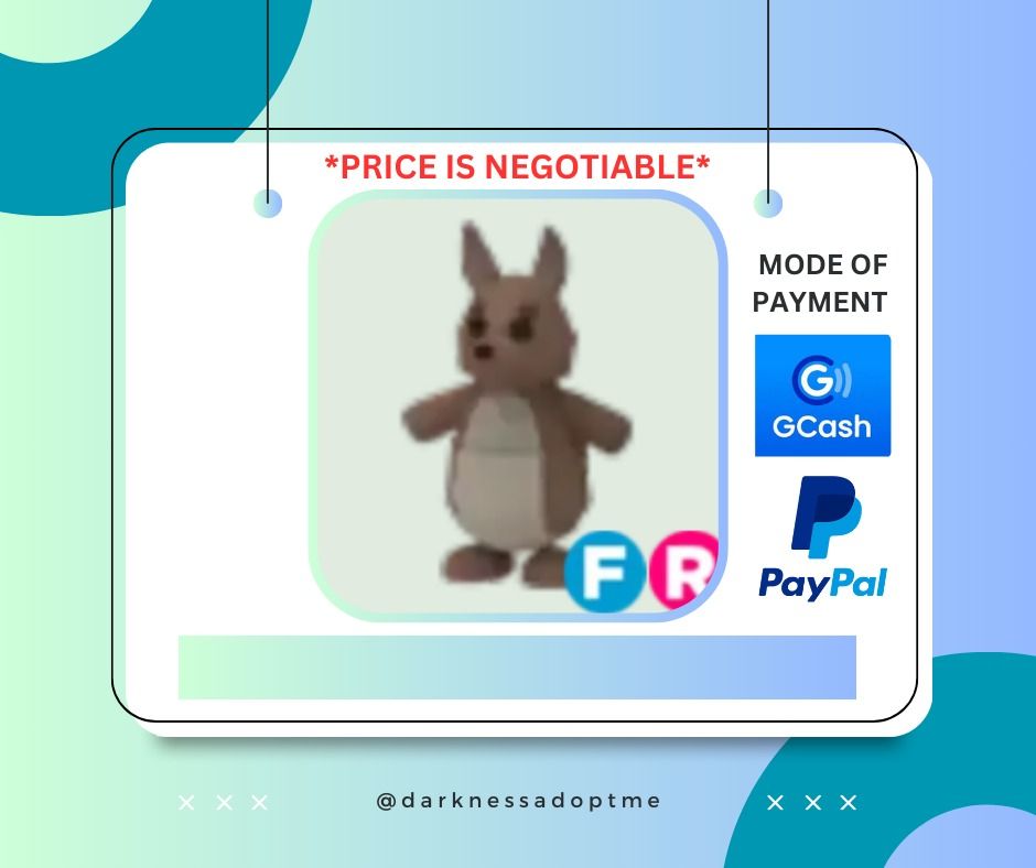 ADOPT ME | FLY RIDE FR KANGAROO | ROBLOX (Category: In-Game Products) located in Manila. Submitted by lincolnadoptme (Listing ID 1360498948, Image 1). Description: STRICTLY PAYMENT FIRST. WILLING TO MEET IN GAME. NO RESERVATION. OPEN FOR PRE-ORDERS MODE OF PAYMENT: GCASH/BANK TRANSFER/PAYPAL .