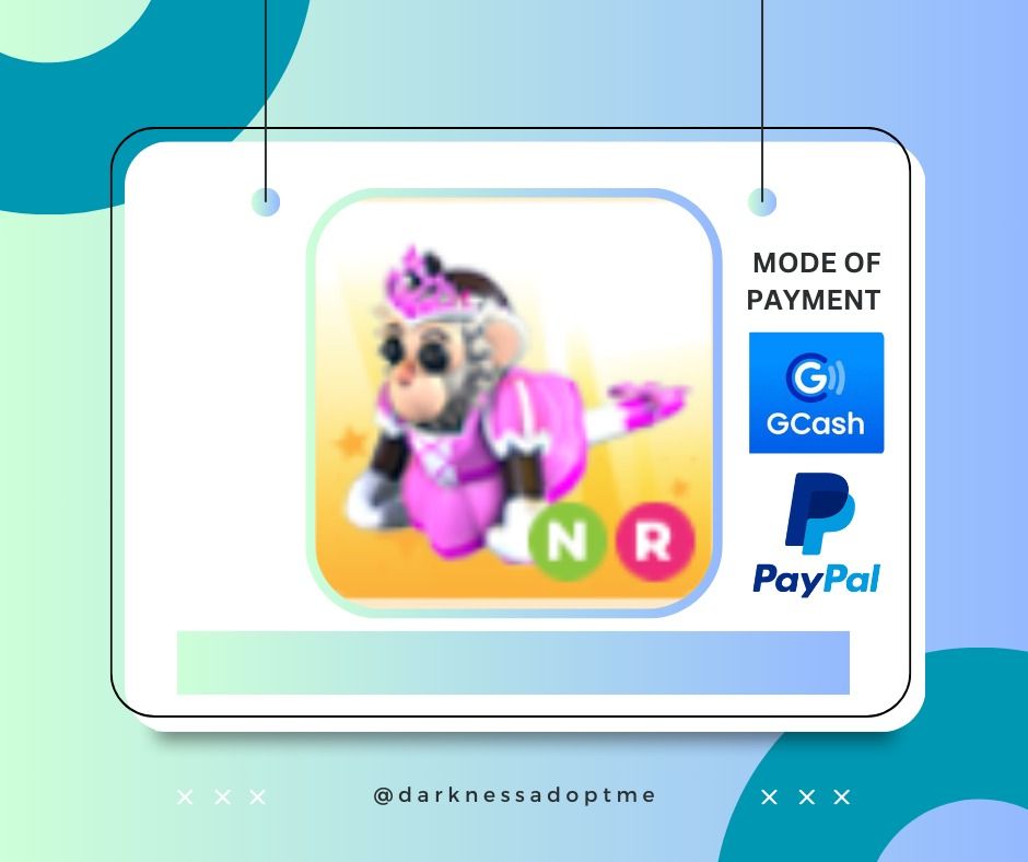 ADOPT ME | NR PRINCESS CAPUCHIN MONKEY | ROBLOX (Category: In-Game Products) located in Manila. Submitted by lincolnadoptme (Listing ID 1360503955, Image 1). Description: STRICTLY PAYMENT FIRST. WILLING TO MEET IN GAME. NO RESERVATION. OPEN FOR PRE-ORDERS MODE OF PAYMENT: GCASH/BANK TRANSFER/PAYPAL .