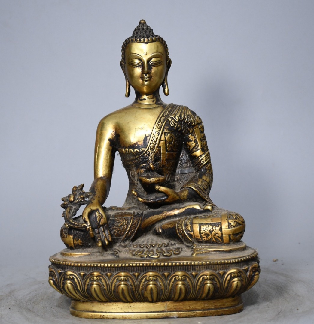 館蔵珍品 銅製 金鍍 蓮花生仏』置物 賞物 貴重物品 収蔵品 中国