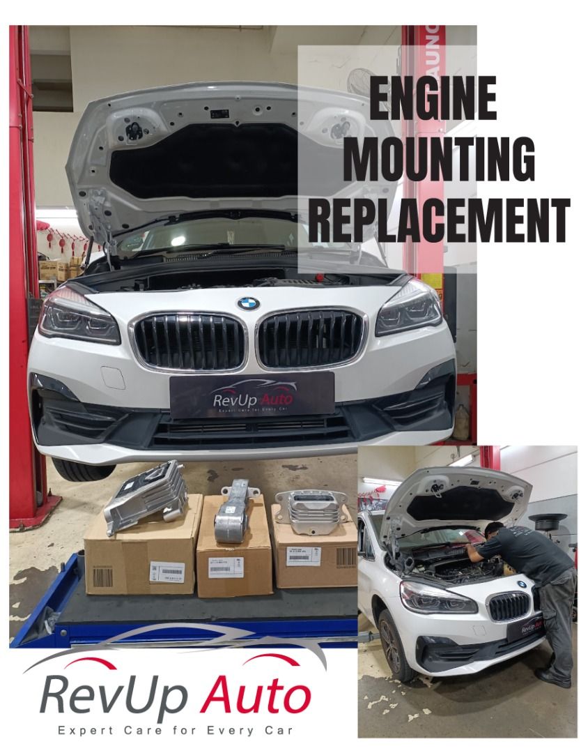 Engine Mounting Replacement (Category: Engine) located in Singapore. Submitted by revupauto (Listing ID 1349036856, Image 1). Description: Car Vibration in the Morning? Do you feel vibrations or hear unusual noises while driving, especially in the morning? This could be due to worn-out engine mounts. An engine mount is exactly what it sounds like – it’s the part of your car that holds the engine in place. Since the engine and transmission are bol