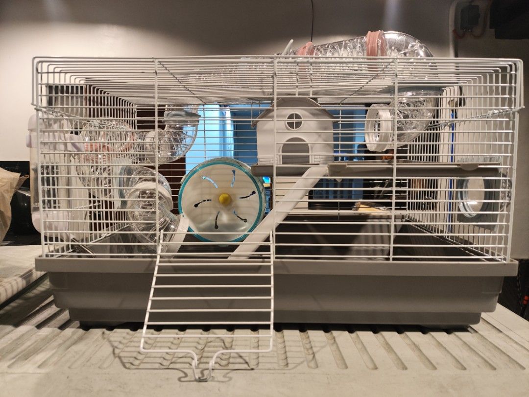 Hamster Cage with 2nd floor (Category: Homes & Other Pet Accessories) located in Manila. Submitted by dpena (Listing ID 1360392774, Image 2). Description: Selling hamster cage with 2nd floor Inclusion: hamster cage 120ml water bottle food bowl upgraded hamster wheel tunnels house stairs Freebie: extra hamster wheel 400g bedding/kusot - can do meetup any area near MRT stations, pasig, makati, bgc area - buyer to shoulder delivery fee if through la